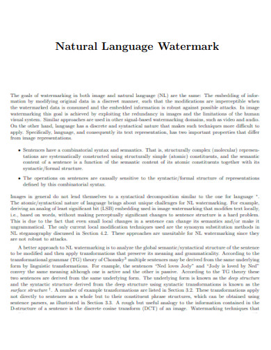 Natural Language Watermark