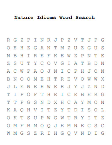 Nature Idioms Word Search
