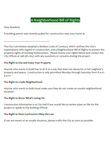 Neighborhood Bill of Rights