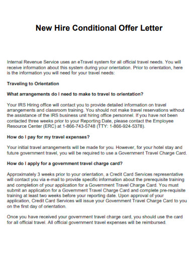 New Hire Conditional Offer Letter