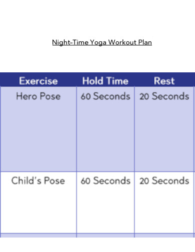 Night Time Yoga Workout Plan