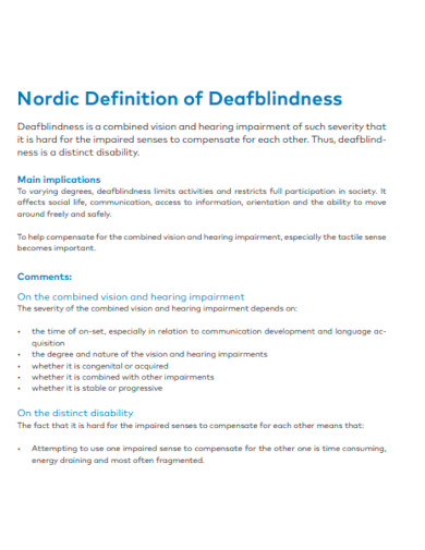 Nordic Definition of Deafblindness