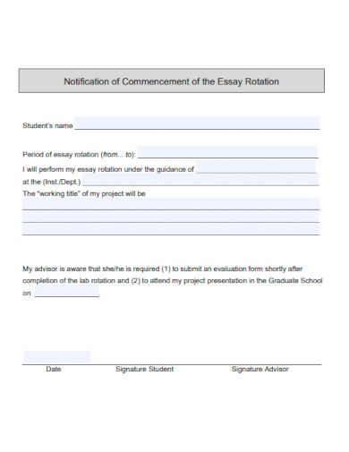 Notification of Commencement of the Essay Rotation