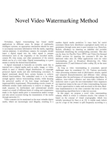 Novel Video Watermarking Method
