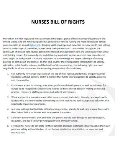 Nurse Bill of Rights