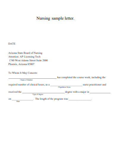 Nursing School Letter