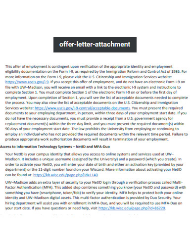 Offer Letter Attachment