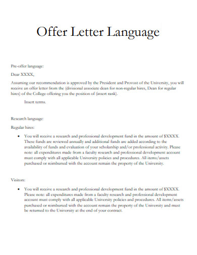 Offer Letter Language