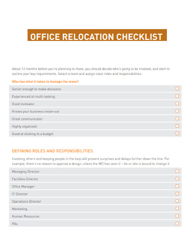 Office Relocation Moving Packing Checklist