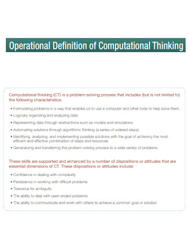 Operational Definition of Computational Thinking