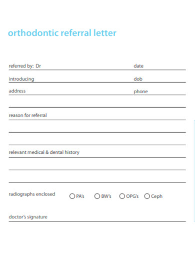 Orthodontic Referral Letter