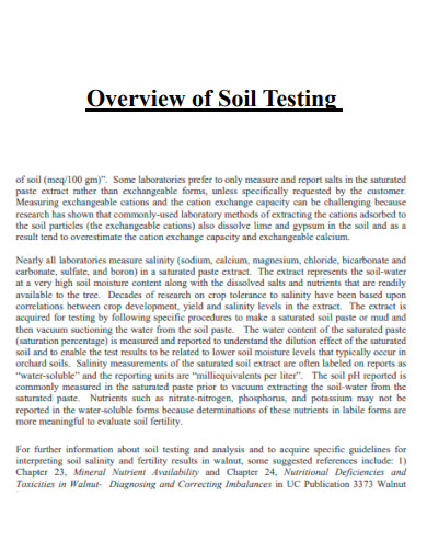 Overview of Soil Testing
