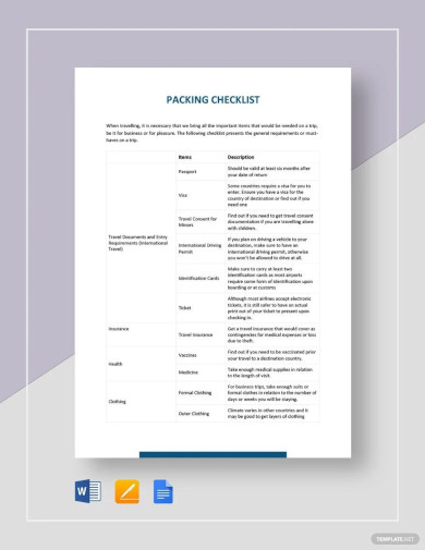 Packing Checklist Template