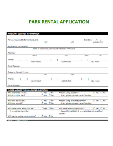 Park Rental Application