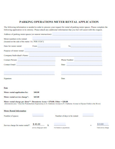 Parking Operation Meter Rental Application