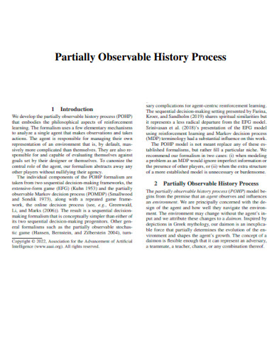 Partially Observable History Process