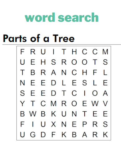Parts of a Tree Word Search
