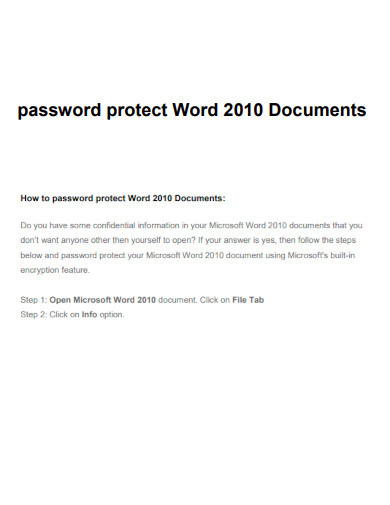 Password Protect Word Documents