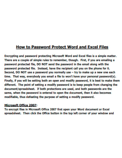 Password Protect Word and Excel Files