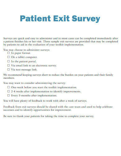 Patient Exit Survey