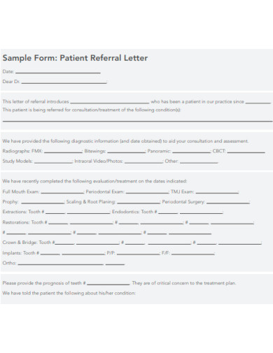 Patient Referral Letter Form