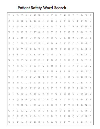 Patient Safety Word Search