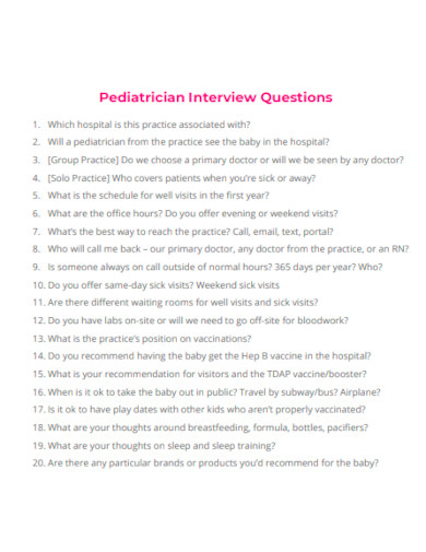 Pediatrician Interview Questions