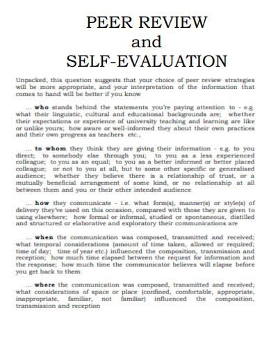 Peer Review Self Evaluation Essay