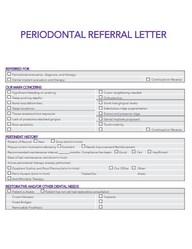 Periodontal Referral Letter