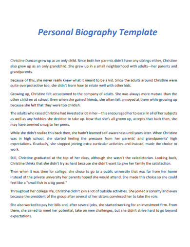Personal Biography Template