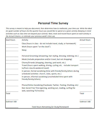 Personal Time Survey