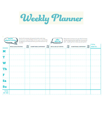 Physical Activity Weekly Planner