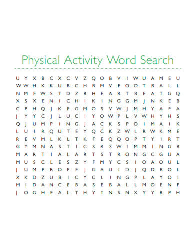 Physical Activity Word Search