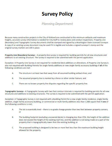 Planning Survey Policy