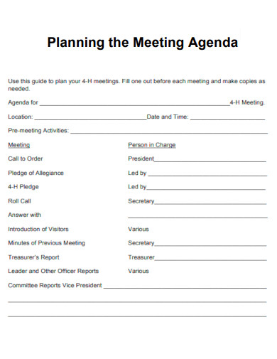 Planning the Meeting Agenda