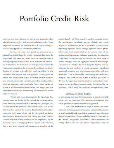 Portfolio Credit Risk