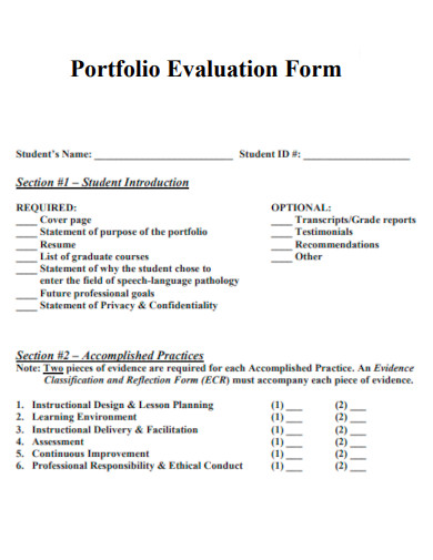 Portfolio Evaluation Form