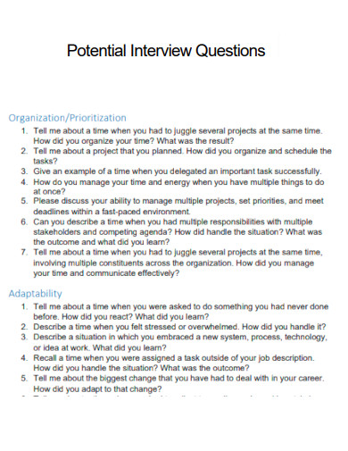 Potential Interview Questions