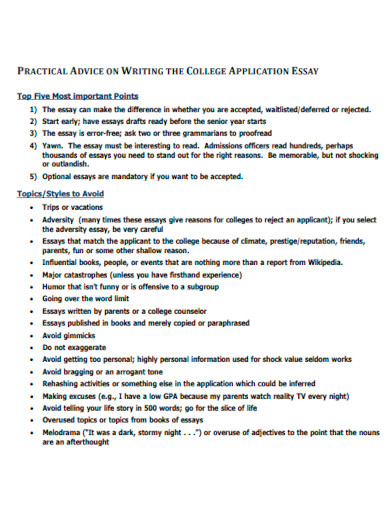 Practical Advice on College Essay