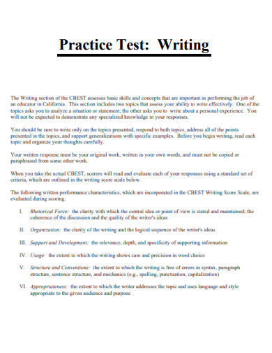 Practice Test Writing