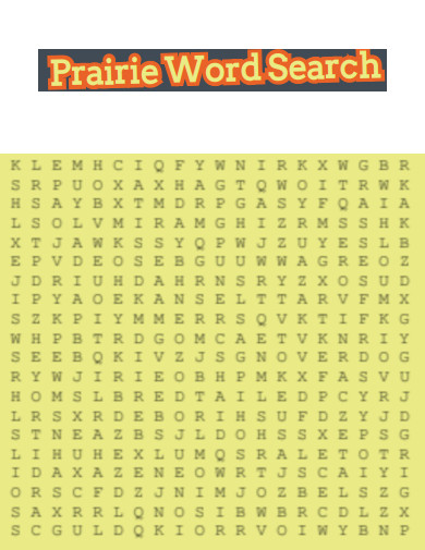 Prairie Word Search