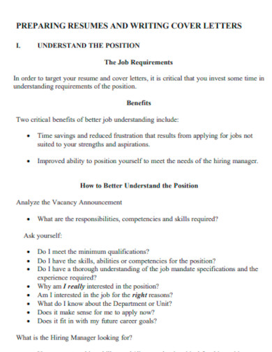 Preparing Resume and Writing Cover Letter