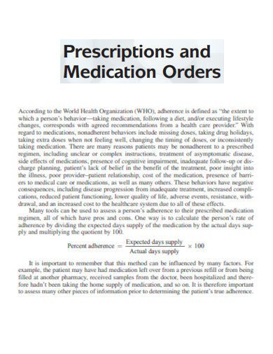 Prescription and Medication Order