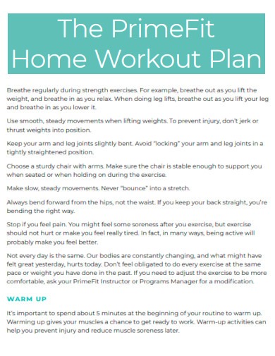 PrimeFit Home Workout Plan
