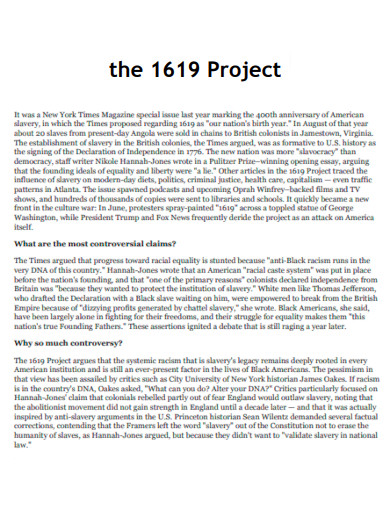 Printable 1619 Project