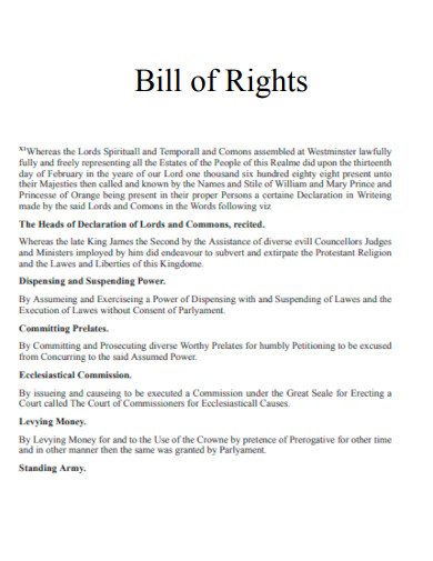 Printable Bill of Rights