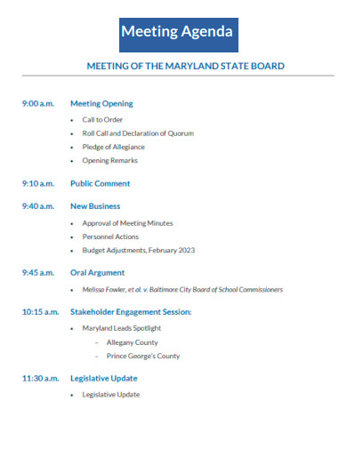 Printable Meeting Agenda