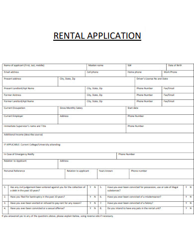Printable Rental Application