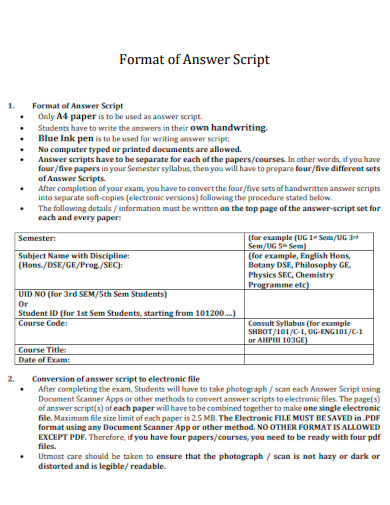 Printable Script Format
