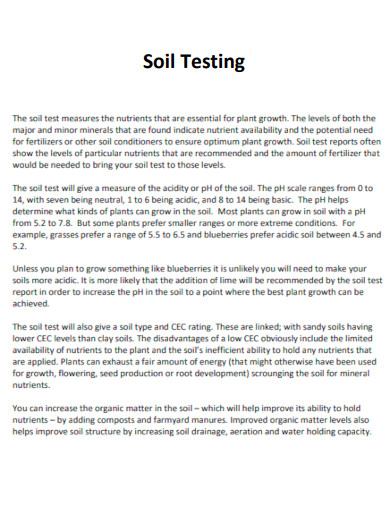 Printable Soil Testing